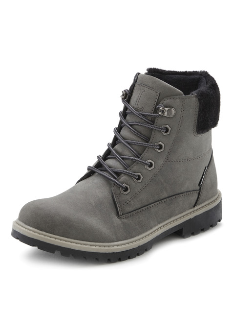 Bild: Stiefelette von LASCANA: Stiefelette zum Schnüren von LASCANA. Aus wasserabweisendem Material, wasserabweisende Comfortex-Klimamembrane. Obermaterial aus Lederimitat und Fleece. Futter und Decksohle aus Polyester. Laufsohle aus Synthetik.