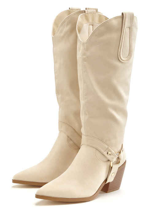 Bild: Stiefelette von LASCANA: 2-in-1 Stiefel mit abnehmbaren Schaft VEGAN von LASCANA. Absatzhöhe ca. 7 cm. Obermaterial aus Lederimitat. Futter aus Textil. Decksohle aus Lederimitat. Laufsohle aus Synthetik.