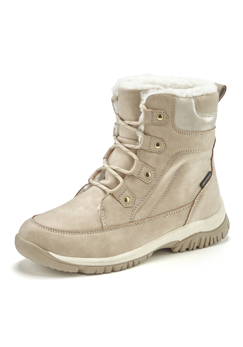 Bild: Stiefelette von LASCANA: Mit wasserabweisender Comfortex-Klimamembrane. Mit herausnehmbarer Innensohle, für lose Einlagen geeignet. Obermaterial aus Lederimitat. Futter und Decksohle aus Polyester. Laufsohle aus Synthetik.