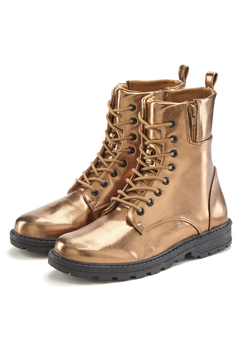 Bild: Stiefelette von LASCANA: Stiefelette im Metallic-Look VEGAN von LASCANA. Obermaterial aus Lederimitat. Futter und Decksohle aus Textil. Laufsohle aus Synthetik.