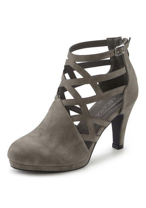 Bild: Stiefelette von LASCANA: Stiefelette mit Cut-Outs VEGAN von LASCANA. Absatzhöhe ca. 9 cm. Obermaterial, Futter und Decksohle aus Lederimitat. Laufsohle aus Synthetik.