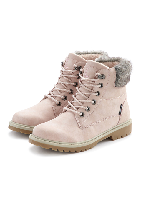 Bild: Stiefelette von LASCANA: Stiefelette zum Schnüren von LASCANA. Aus wasserabweisendem Material, wasserabweisende Comfortex-Klimamembrane. Obermaterial aus Lederimitat und Fleece. Futter und Decksohle aus Polyester. Laufsohle aus Synthetik.
