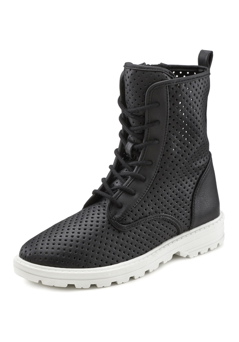 Bild: Stiefelette von LASCANA: Stiefelette mit kleinen Cut-Outs VEGAN von LASCANA. Obermaterial aus Lederimitat. Futter und Decksohle aus Textil. Laufsohle aus Synthetik.
