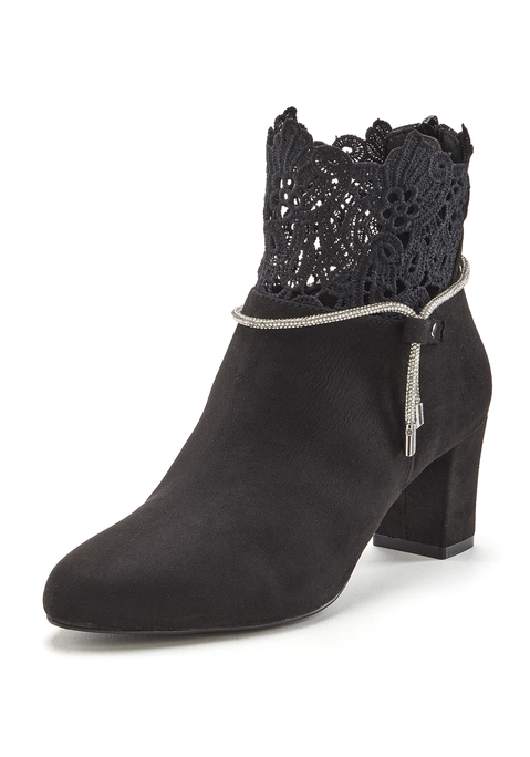 Bild: Stiefelette von LASCANA: Stiefelette mit Spitze von LASCANA. Absatzhöhe ca. 6 cm. Obermaterial aus Microfaser. Futter und Decksohle aus Lederimitat. Laufsohle aus Synthetik.