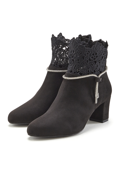 Bild: Stiefelette von LASCANA: Stiefelette mit Spitze von LASCANA. Absatzhöhe ca. 6 cm. Obermaterial aus Microfaser. Futter und Decksohle aus Lederimitat. Laufsohle aus Synthetik.