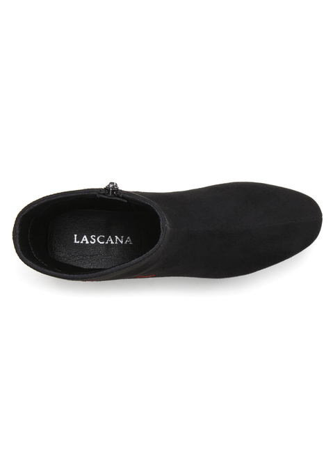 Bild: Stiefelette von LASCANA: Stiefelette mit Dekoration VEGAN von LASCANA. Absatzhöhe 4,5 cm. Obermaterial aus Textil. Futter und Decksohle aus Lederimitat. Laufsohle aus Synthetik.