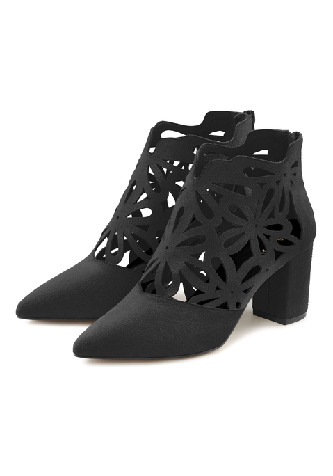 Bild: High-Heel-Stiefelette von LASCANA: Stiefelette mit Cut-Outs von LASCANA. Absatzhöhe ca. 7 cm. Obermaterial aus Microfaser. Futter und Decksohle aus Lederimitat. Laufsohle aus Synthetik.