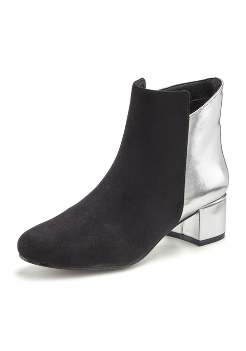 Bild: Stiefelette von LASCANA: Stiefelette mit Materialmix VEGAN von LASCANA. Absatzhöhe ca. 4,5 cm. Obermaterial aus Microfaser und Lederimitat. Futter und Decksohle aus Lederimitat. Laufsohle aus Synthetik.