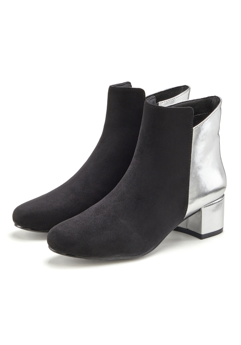 Bild: Stiefelette von LASCANA: Stiefelette mit Materialmix VEGAN von LASCANA. Absatzhöhe ca. 4,5 cm. Obermaterial aus Microfaser und Lederimitat. Futter und Decksohle aus Lederimitat. Laufsohle aus Synthetik.