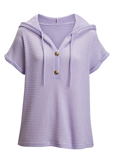Bild: Strandshirt von LASCANA: T-Shirt von Lascana aus leicht transparentem Waffelstrick. Kapuze mit Kordelzug. Kurze Knopfleiste. Legere Passform für viel Komfort. Passt super zu Casual-Looks. Weiche Qualität mit recyceltem Polyester.