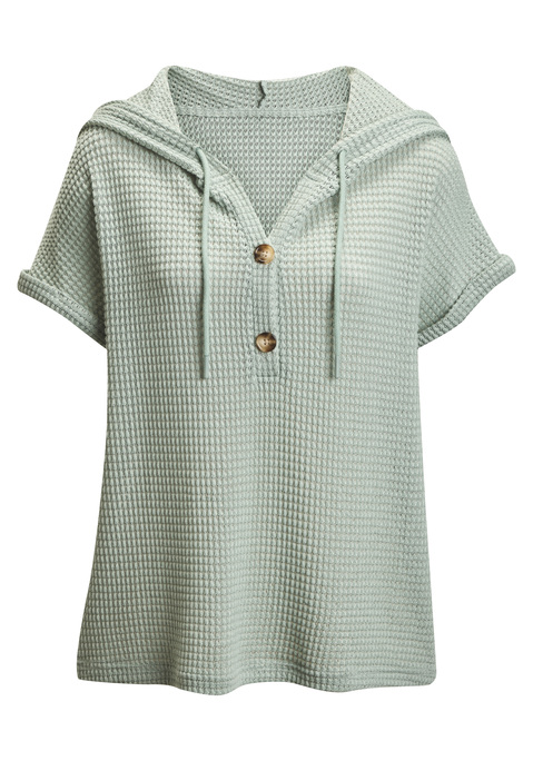Bild: Strandshirt von LASCANA: T-Shirt von Lascana aus leicht transparentem Waffelstrick. Kapuze mit Kordelzug. Kurze Knopfleiste. Legere Passform für viel Komfort. Passt super zu Casual-Looks. Weiche Qualität mit recyceltem Polyester.