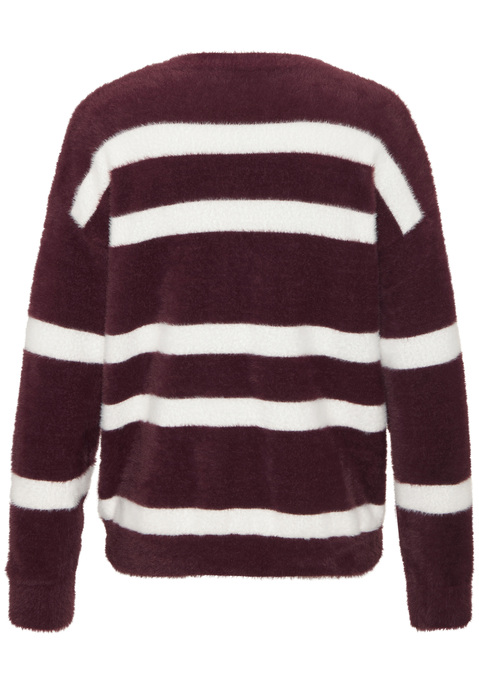 Bild: Streifenpullover von LASCANA: <h3>Stylischer Streifenpullover mit V-Ausschnitt von <strong>LASCANA</strong></h3>
<p>
Der modische Streifenpullover von <strong>LASCANA</strong> überzeugt durch einen eleganten V-Ausschnitt, der ihm eine zeitlose Note verleiht. Die überschnittenen Schultern sorgen für eine entspannte Silhouette, während der gerade Saumabschluss das Gesamtbild harmonisch abrundet. Die lockere Passform garantiert nicht nur Bequemlichkeit, sondern auch einen lässigen Look, der sich vielseitig kombinieren lässt. 
</p>

<h4>Details und Materialeigenschaften</h4>
<p>
Dieser Pullover zeichnet sich durch seine flauschige Strickqualität aus, die für ein angenehmes Tragegefühl sorgt. Die langen Ärmel mit Bündchen bieten zusätzlichen Komfort und Wärme. Mit seinem gestreiften Design ist der Pullover nicht nur modisch, sondern auch ein echter Blickfang. Die pflegeleichte Beschaffenheit ermöglicht eine unkomplizierte Maschinenwäsche, was ihn perfekt für den Alltag macht.
</p>

<h4>Outfit-Tipps und Trageanlässe</h4>
<p>
Der Streifenpulli lässt sich hervorragend zu lässigen Jeans oder einer eleganten Stoffhose kombinieren. Für einen entspannten Streetwear-Look können Sneakers oder trendige Ankle Boots gewählt werden. Er eignet sich ideal für Freizeitaktivitäten, entspannte Tage zu Hause oder sogar für den Besuch eines Cafés.
</p>

<p>
Ein unverzichtbares Kleidungsstück, das Stil und Komfort vereint – der Streifenpullover von <strong>LASCANA</strong> ist die perfekte Wahl für viele Gelegenheiten!
</p>