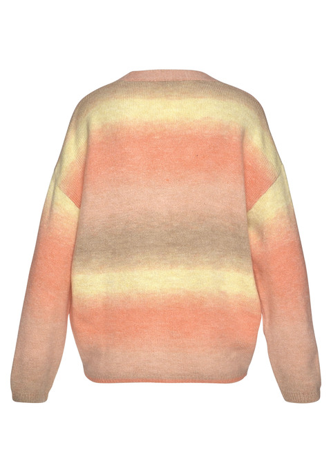 Bild: Strickjacke von LASCANA: Cardigan im Farbverlaufdesign von Lascana. Mit V-Ausschnitt. Knöpfe in Hornoptik. Lange Ärmel. In leichter Oversize-Passform. Für modische Styles. Weiche Strickqualität.