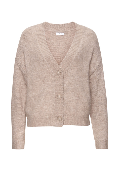 Bild: Strickjacke von LASCANA: Kombistarke Strickjacke von Lascana. Kurzer Schnitt mit markant gerippten Bündchen. Tiefer V-Ausschnitt und Knopfleiste. Überschnittene Schultern und lange Ärmel. Für einen entspannten Casual Look. Kuschelige Strickqualität.