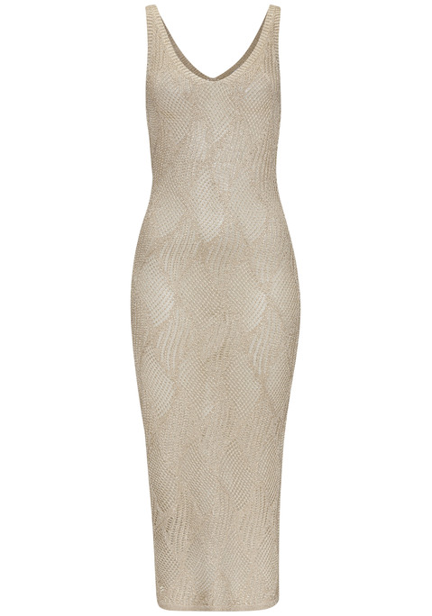 Bild: Strickkleid von LASCANA: Verführerisches Strickkleid von Lascana mit schmalen Trägern. Tiefer V-Ausschnitt vorn, normaler Rücken. Hoher Schlitz seitlich. Komplett transparent. Ideal zum Bikini oder Badeanzug. Weiche Strickqualität.