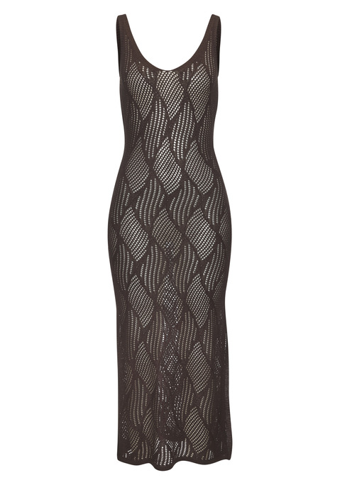 Bild: Strickkleid von LASCANA: Verführerisches Strickkleid von Lascana mit schmalen Trägern. Tiefer V-Ausschnitt vorn, normaler Rücken. Hoher Schlitz seitlich. Komplett transparent. Ideal zum Bikini oder Badeanzug. Weiche Strickqualität.
