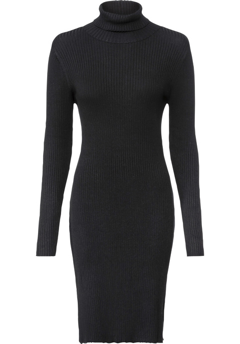 Bild: Strickkleid von LASCANA: Strickkleid von LASCANA mit kleinem Stehkragen. Lange Ärmel. Sehr figurbetonte Passform. Weicher Rippstrick aus 70% Viskose, 30% Polyamid.