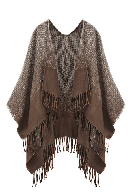 LASCANA Strickponcho Damen beige-braun Gr.