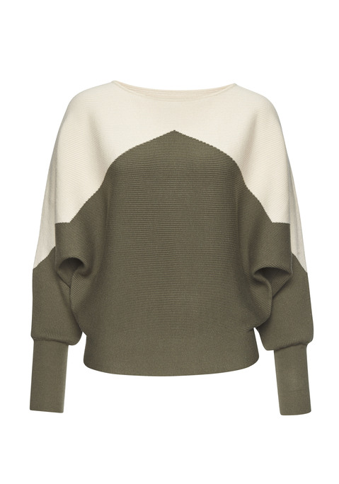 Bild: Strickpullover von LASCANA: Strickpullover von Lascana. Im Colorblockingdesign. Weiter Rundhalsausschnitt. Fledermausärmel. Breite Bündchen. Super zu Jeans oder zum engen Rock. Weiche, gerippte Strickware.