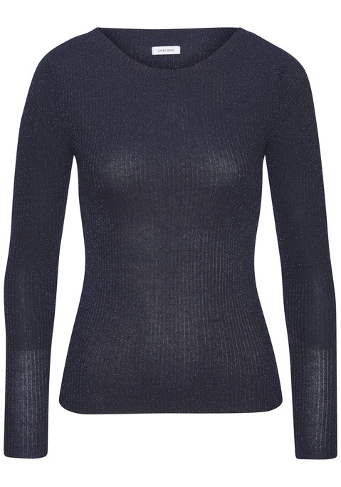 Bild: Strickpullover von LASCANA: Figurbetonter unifarbener Rippstrickpullover von Lascana. Mit Glitzergarn. Weiter Rundhalsausschnitt. Lange Ärmel. Vielseitig kombinierbar. Weiches, leicht elastisches Material mit Viskose.