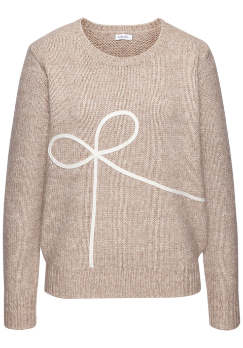 Bild: Strickpullover von LASCANA: Strickpullover von Lascana. Mit Rundhalsausschnitt, langen Ärmeln und dekorativer Schleifen-Applikation vorn. Locker geschnitten. Gut kombinierbar zu verschiedenen Looks. Weicher Strick.