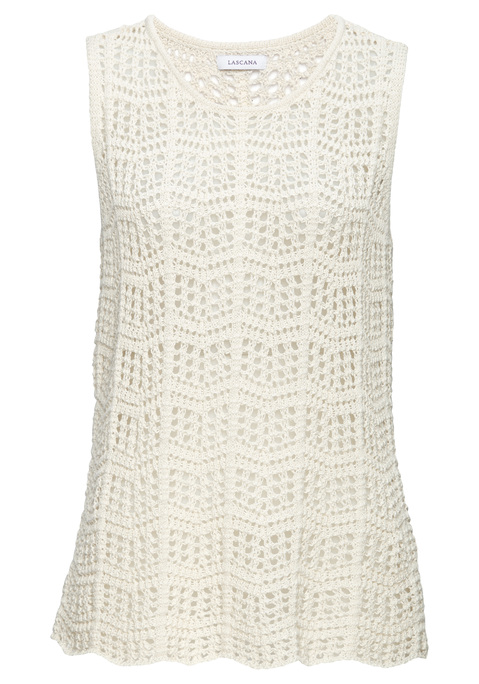 Bild: Stricktop von LASCANA: Sommerliches Stricktop von Lascana mit hohem Rundhalsausschnitt. Breite Träger. Weiche Strickqualität.