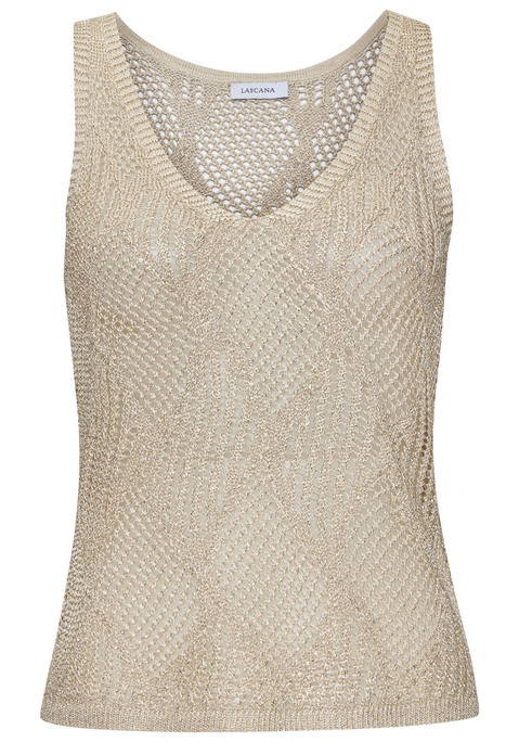Bild: Stricktop von LASCANA: Gestricktes Top von Lascana mit tiefem V-Ausschnitt und schmalen Trägern. Figurumspielende Passform. Komplett transparent. Ideal über dem Bikini. Softe Strickqualität.