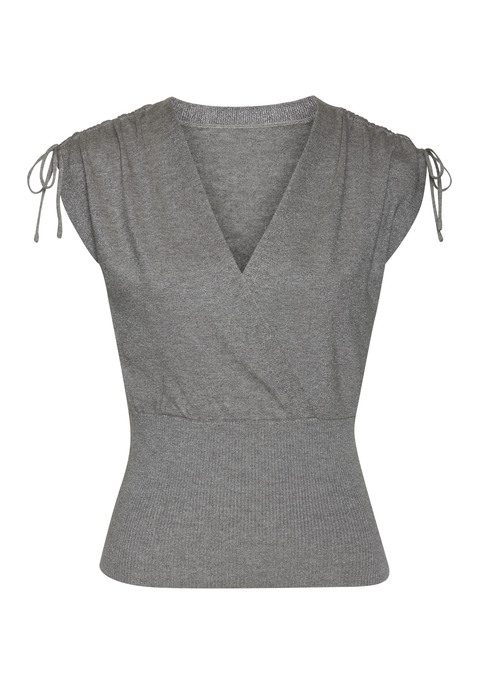 Bild: Stricktop von LASCANA: Stricktop von Lascana. V-Ausschnitt in Wickeloptik. Schulter mit Tunnelzug zum Raffen. Extrabreites Rippstrickbündchen ab der Taille. Gerader Saum. Figurnahe Passform. Leichte Strickware.