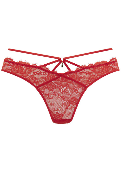 Bild: String von LASCANA: Verführerischer String mit extravagantem Bänder-Detail und Schmuckaccessoire. Aus edler, floraler Spitze in transparenter Optik. Mit eingearbeitetem Baumwollzwickel. Passende BHs aus der gleichen Serie erhältlich. Mit Liebe & Leidenschaft in Hamburg kreiert. Obermaterial: 90% Polyamid, 10% Elasthan.