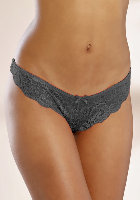 Bild: String von LASCANA: Verspielter String von Lascana aus foraler Spitze. Kleine Zierschleife in der Mitte vorn. Baumwollzwickel für viel Tragekomfort. Weiche, elastische Qualität.