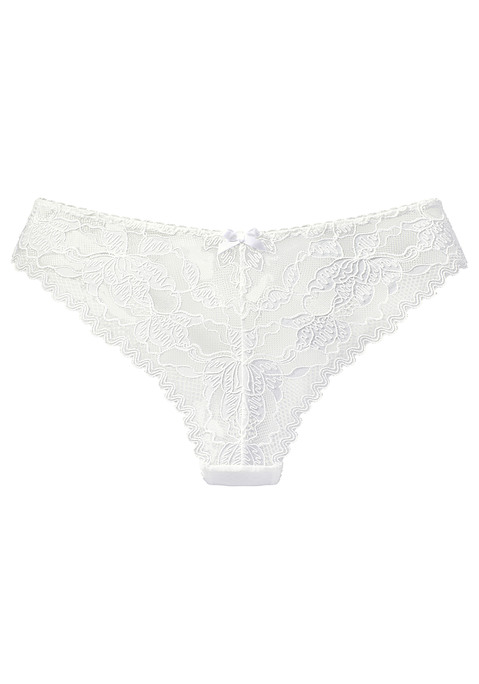 Bild: String von LASCANA: Verführerischer String mit hübscher Zierschleife in der vorderen Mitte. Rundherum aus floraler Spitze in transparenter Optik. Mit eingearbeitetem Baumwollzwickel. Passende BHs aus der gleichen Serie erhältlich. Mit Liebe & Leidenschaft in Hamburg kreiert. Aus 90% Polyamid, 10% Elasthan.