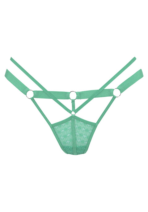Bild: String von LASCANA: Verführerischer String mit modischer, dezent transparenter Spitze. Rundherum mit einer extravaganten Bänder-Optik. Mit edlen Metallaccessoires. Mit eingearbeitetem Baumwollzwickel. Passende BHs aus der gleichen Serie erhältlich. Obermaterial: 83% Polyamid, 17% Elasthan.