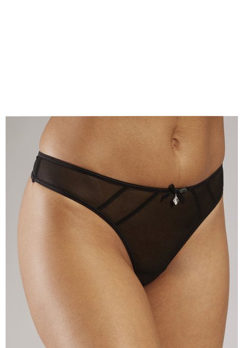 Bild: String-Ouvert von LASCANA: String ouvert aus transparentem Netzmaterial mit Glitzeraccessoire in der vorderen Mitte.  Aus 90% Polyamid, 10% Elasthan.