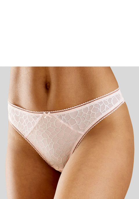 Bild: String von LASCANA: Klassischer String mit feiner Zierschleife in der vorderen Mitte. Vorne aus modischem , leicht schimmerndem Netz-Muster. Mit eingearbeitetem Baumwollzwickel. Passender BH aus der gleichen Serie erhältlich. Mit Liebe & Leidenschaft in Hamburg kreiert. Obermaterial: 89% Polyamid, 11% Elasthan.