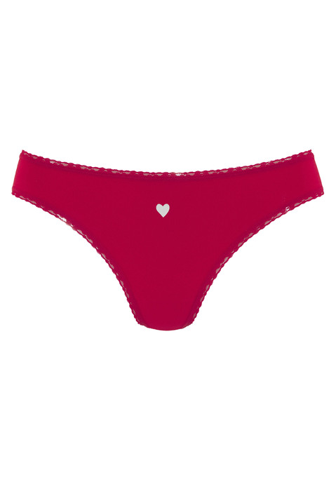 Bild: String von LASCANA: Strings im 5er-Pack von Lascana. In der Heart-Edition mit süßen Herzchen-Prints und Spitzendetails. Aus weicher, elastischer Baumwoll-Qualität.