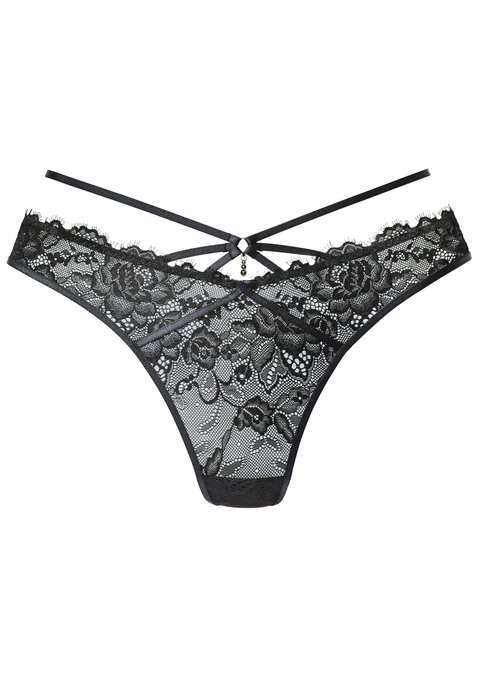 Bild: String von LASCANA: Verführerischer String mit extravagantem Bänder-Detail und Schmuckaccessoire. Aus edler, floraler Spitze in transparenter Optik. Mit eingearbeitetem Baumwollzwickel. Passende BHs aus der gleichen Serie erhältlich. Mit Liebe & Leidenschaft in Hamburg kreiert. Obermaterial: 90% Polyamid, 10% Elasthan.