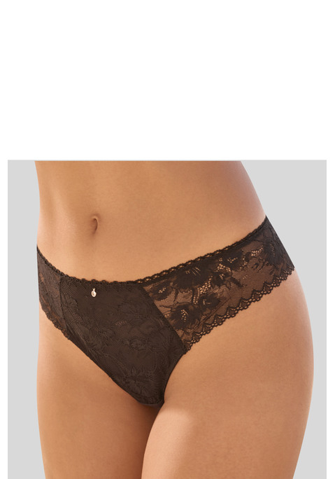 Bild: String von LASCANA: Femininer String aus floraler Spitze und feinem Soft-Mesh. Edles Schmuckaccessoire in der vorderen Mitte. Mit eingearbeitetem Baumwollzwickel. Passender BH aus der gleichen Serie erhältlich. Mit Liebe & Leidenschaft in Hamburg kreiert. Obermaterial: 87% Polyamid, 13% Elasthan.