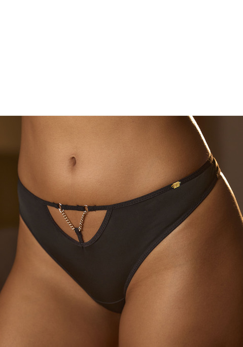 Bild: String von JETTE: Sexy String mit hübschen Schmuckteil in der vorderen Mitte. Rundherum aus weichem Microtouch-Material. Feine Zierschleife mit Accessoire in der hinteren Mitte. Passender BH aus der gleichen Serie erhältlich. Kreiert von der Designerin Jette Joop. Obermaterial: 81% Polyamid, 19% Elasthan.