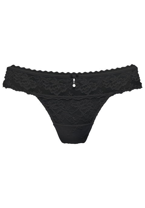 Bild: String von LASCANA: Femininer String mit feiner Zierschleife und edlem Schmuckaccessoire vorne mittig. Rundherum aus zarter, elastischer Jacquardspitze. Mit eingearbeitetem Baumwollzwickel. Passende Unterteile aus der gleichen Serie erhältlich. Mit Liebe & Leidenschaft in Hamburg kreiert. Aus  88% Polyamid, 6% Elasthan, 6% Polyester.