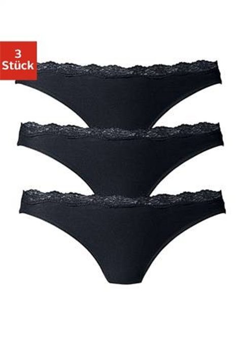 Bild: String von LASCANA: Lascana Strings im 3er-Pack. Mit zarter Spitze am Taillenbündchen. Flache Einfassungen an den Beinausschnitten. Aus weicher Baumwoll-Stretch-Qualität.