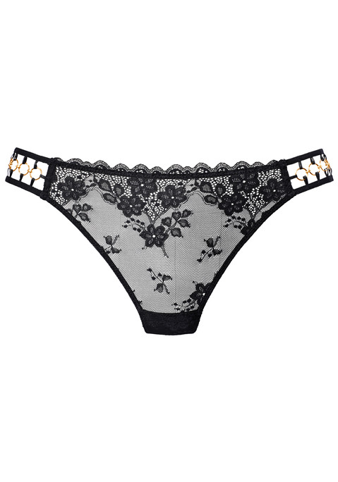 Bild: String von LASCANA: Verführerischer String mit dekorativen Ringdetails an den Seiten. Rundherum aus leicht transparenter, blumiger Spitze. Mit eingearbeitetem Baumwollzwickel. Passende BHs aus der gleichen Serie erhältlich. Mit Liebe & Leidenschaft in Hamburg kreiert. Transparente Unterwäsche. Verführerische Dessous. Verspielte Dessous. Aus 85% Polyamid, 15% Elasthan.