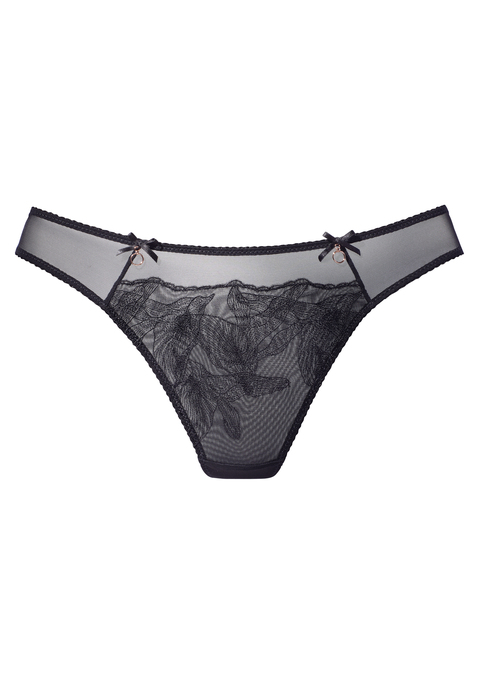 Bild: String von LASCANA: Extravaganter String mit dekorativen Schleifen und Accessoires vorne seitlich. Aus Mesh mit hauchzarter Stickerei verziert. Mit eingearbeitetem Baumwollzwickel. Passender BH aus der gleichen Serie erhältlich. Mit Liebe & Leidenschaft in Hamburg kreiert. Transparente Unterwäsche Damen. Reizwäsche. Verführerische Dessous. Spitzen-Dessous. Romantische Dessous. Verspielte Dessous. Aus 50% Polyamid, 30% Polyester, 20% Elasthan.