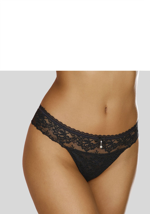 Bild: String von LASCANA: Femininer String mit feiner Zierschleife und edlem Schmuckaccessoire vorne mittig. Rundherum aus zarter, elastischer Jacquardspitze. Mit eingearbeitetem Baumwollzwickel. Passende Unterteile aus der gleichen Serie erhältlich. Mit Liebe & Leidenschaft in Hamburg kreiert. Aus  88% Polyamid, 6% Elasthan, 6% Polyester.