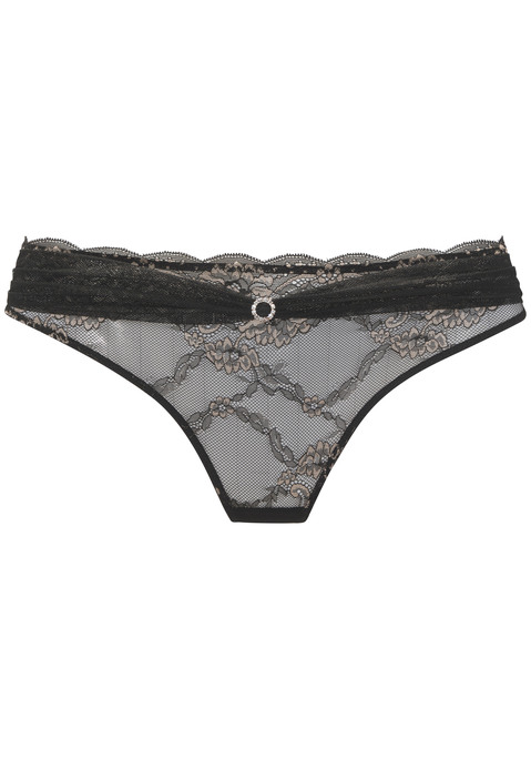 Bild: String von LASCANA: Verführerischer String mit edlem Ringaccessoire vorne mittig. Aus extravaganter Spitze und dezent transparentem Mesh. Mit eingearbeitetem Baumwollzwickel. Passender BH aus der gleichen Serie erhältlich. Mit Liebe & Leidenschaft in Hamburg. Transparente Unterwäsche. Verführerische Dessous. Aus 80% Polyamid, 14% Elasthan, 6% Polyester.