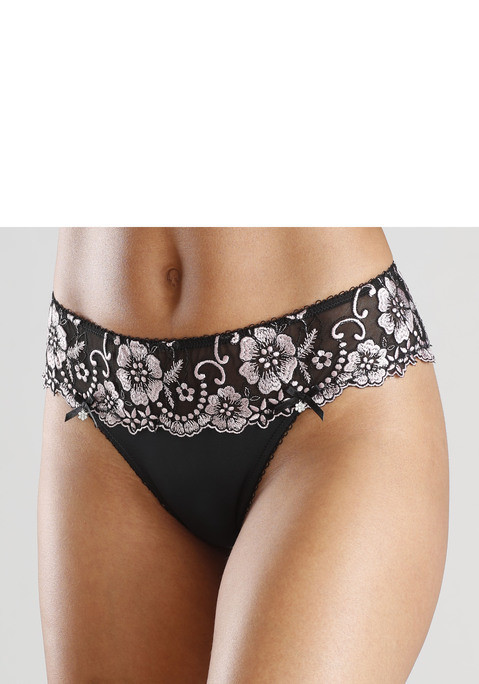 Bild: String von LASCANA: LASCANA: String mit Spitzenband rundherum. Mit Baumwollzwickel. Dessous aus 80% Polyamid, 12% Polyester, 8% Elasthan.