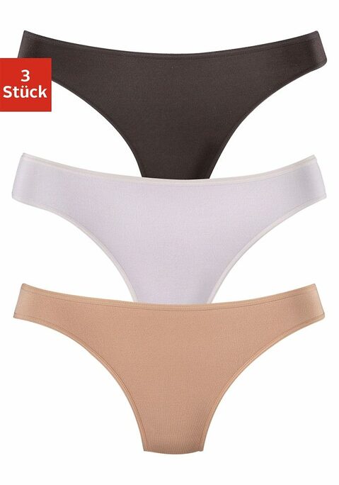 Bild: String von LASCANA: Lascana Strings im 3er-Pack. Mit flachen, elastischen Abschlüssen für eine bequeme Passform. Aus weicher, anschmiegsamer Modal-Qualität.