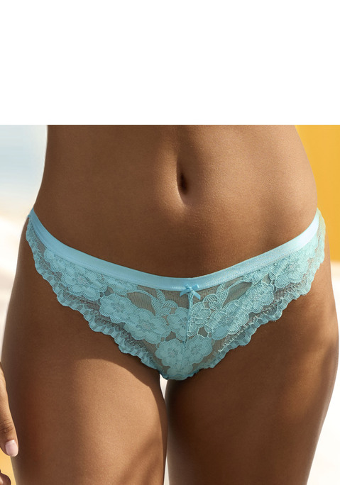 Bild: String von LASCANA: Verführerischer String aus zarter, elastischer Jacquardspitze. Mit leicht glänzendem Bund und feiner Zierschleife in der vorderen Mitte. Mit eingearbeitetem Baumwollzwickel. Passende BHs aus der gleichen Serie erhältlich. Mit Spitze, die anteilig recyceltes Polyamid enthält. Aus 85% Polyamid, 10% Elasthan, 5% Polyester.