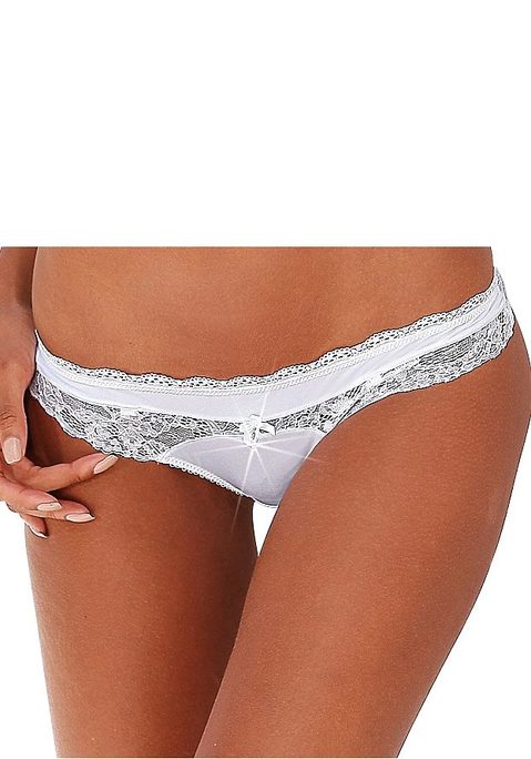Bild: String von LASCANA: Sexy String mit abnehmbaren Strapsen. Hinten ganz aus Spitze mit verführerischem Loch. Zierschleife mit Strass-Detail. Mit eingearbeitetem Baumwollzwickel. Mit passendem BH aus der gleichen Serie erhältlich. Obermaterial: 90% Polyamid, 10% Elasthan.