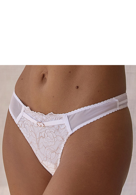 Bild: String von LASCANA: Femininer String in hübscher Schnittform. Vorne mit leichtem Glitzergarn durchzogen. Mit eingearbeitetem Baumwollzwickel. Mit passendem BH aus der gleichen Serie erhältlich. Mit Liebe & Leidenschaft in Hamburg kreiert. Obermaterial: 88% Polyamid, 12% Elasthan.