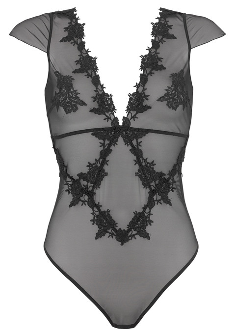 Bild: Stringbody von LASCANA: Femininer Stringbody mit verkürzten Ärmeln. Aus leicht transparentem, feinen Meshmaterial. Mit aufgesetzten Stickereimotiven in blumiger Optik. Im Schritt aufhakbar. Mit Liebe & Leidenschaft in Hamburg kreiert. Obermaterial: 90% Polyamid, 10% Elasthan